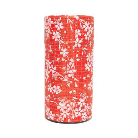 Red Washi Paper Tea Canister - Assorted Prints