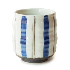 Blue and Brown Stripe Japanese Teacup