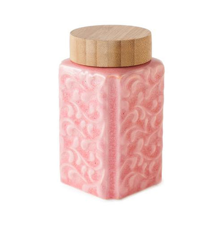 Pink Square Porcelain Tea Cansister