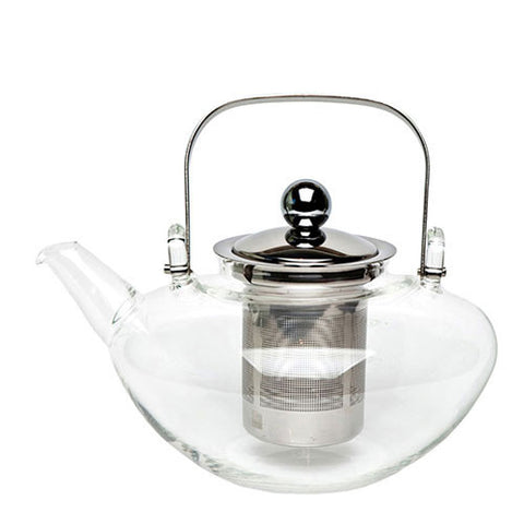 Modern Stainless Handled Glass Teapot