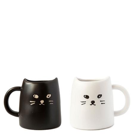 Cat Mug Set - Black and White